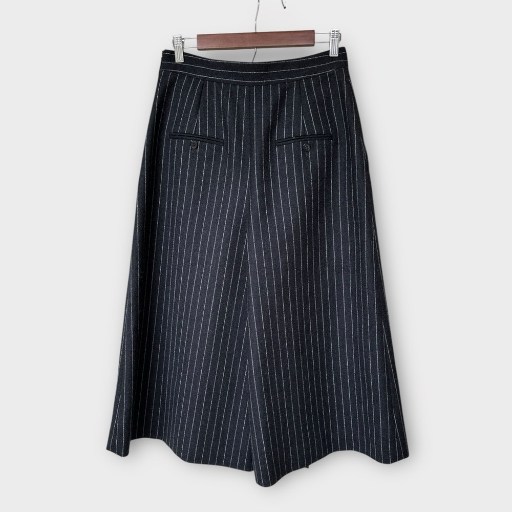 Saint Laurent Paris 2016 Pinstripe Virgin Wool Midi Culottes Pant Black F42 US10 - Picture 2 of 10